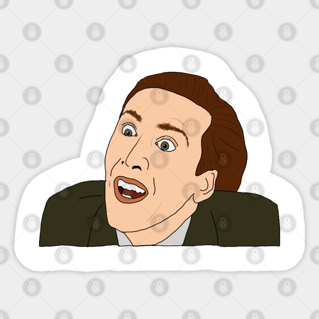 Nic Cage Derp Face Sticker by Tiny Baker